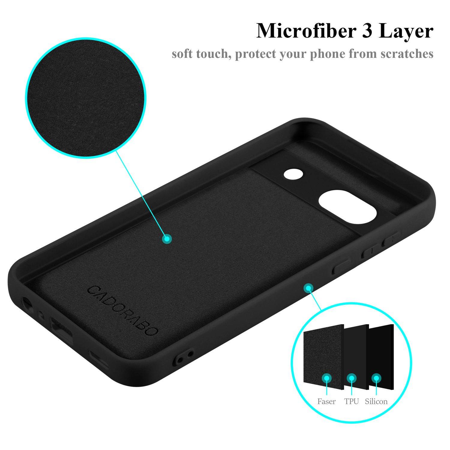 Cadorabo Schutzhülle für Google Pixel 7A Hülle in Schwarz Handyhülle Case Cover TPU Etui-4
