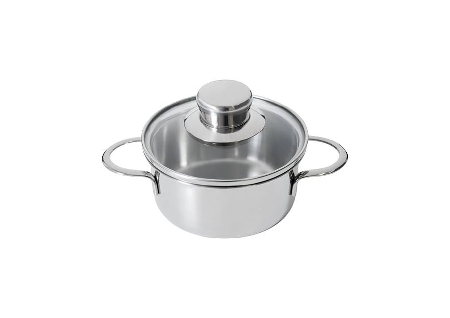 Kelomat Mini Bratentopf mit Glasdeckel Ø12cm 0,6 Liter Edelstahl Induktion-0