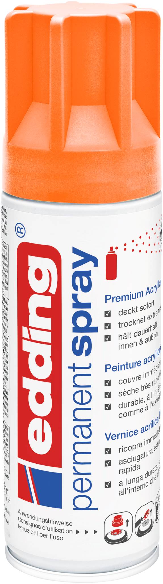 edding 5200 Permanentspray Premium Acryllack neonorange matt DE-FR-IT-0