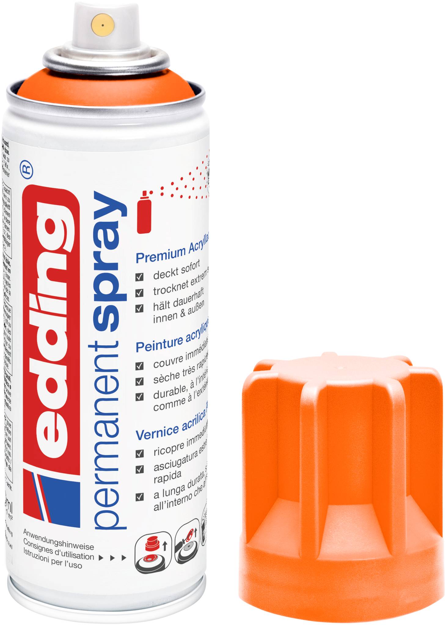 edding 5200 Permanentspray Premium Acryllack neonorange matt DE-FR-IT-1