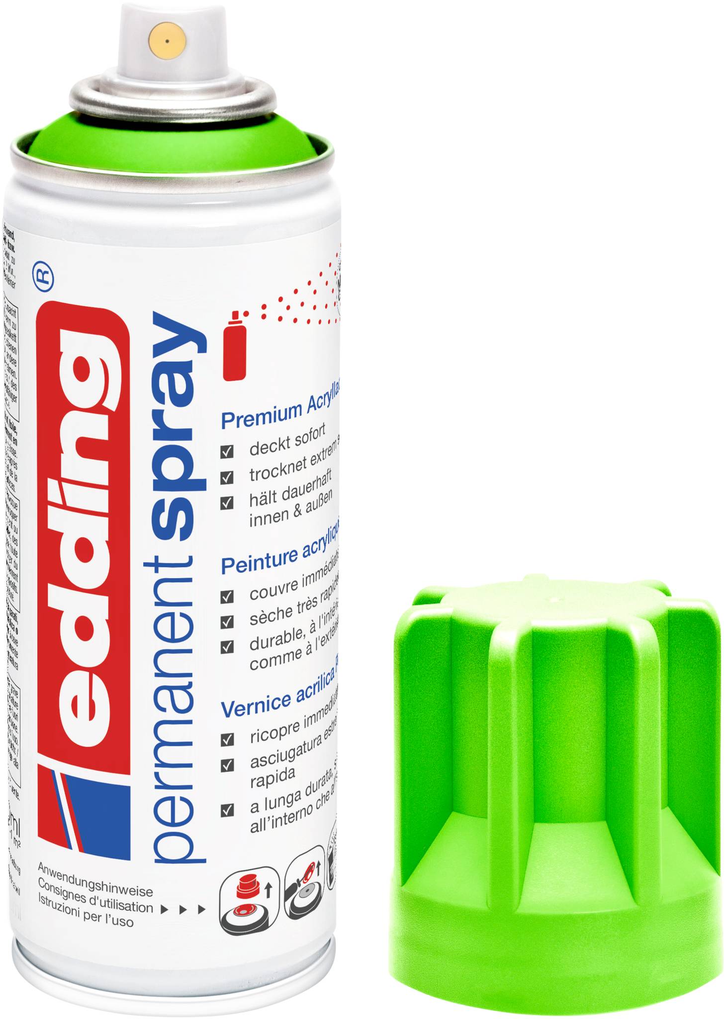 edding 5200 Permanentspray Premium Acryllack neongrün matt DE-FR-IT-1