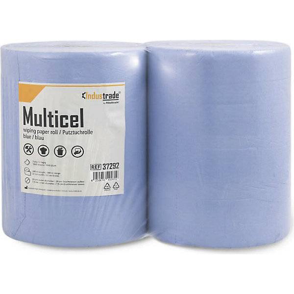 Papierwischtücher Multicel Zellulose 2-lagig blau VE 2 Rollen 1000 Blatt/Rolle. Meditrade GmbH 79128149-1