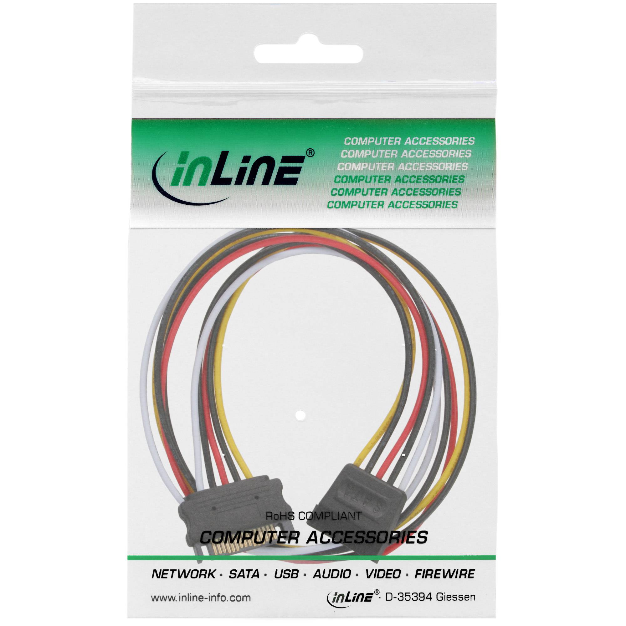 InLine® Strom Verlängerung intern, SATA Stecker / Buchse, 1m-1