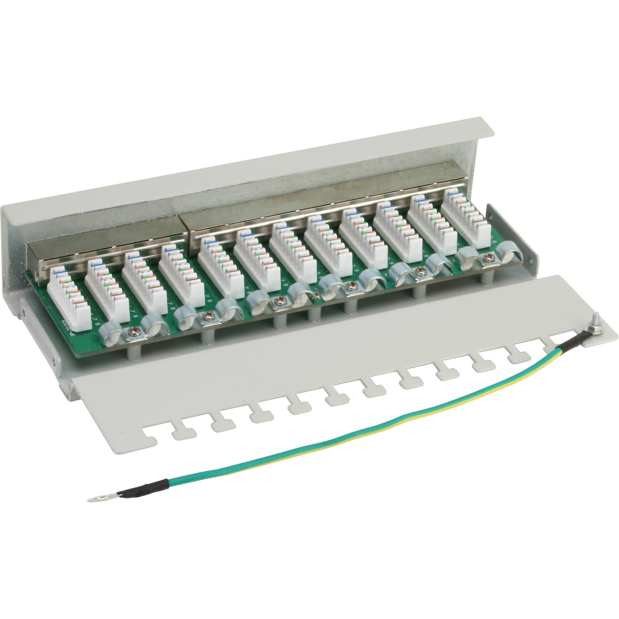 InLine® Patchfeld Cat.6 12-fach, Tisch-/Wandmontage, lichtgrau, RAL7035-1