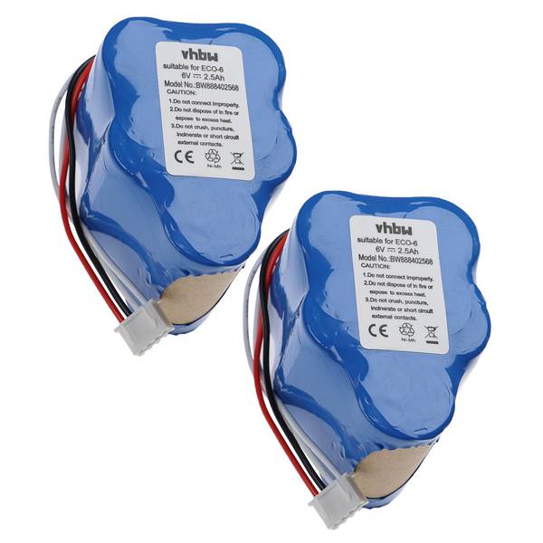 vhbw 2x Akku kompatibel mit Hoover RVC0010 | RVC0011, RVC0011-001 Staubsauger (2500 mAh, 6 V, NiMH)