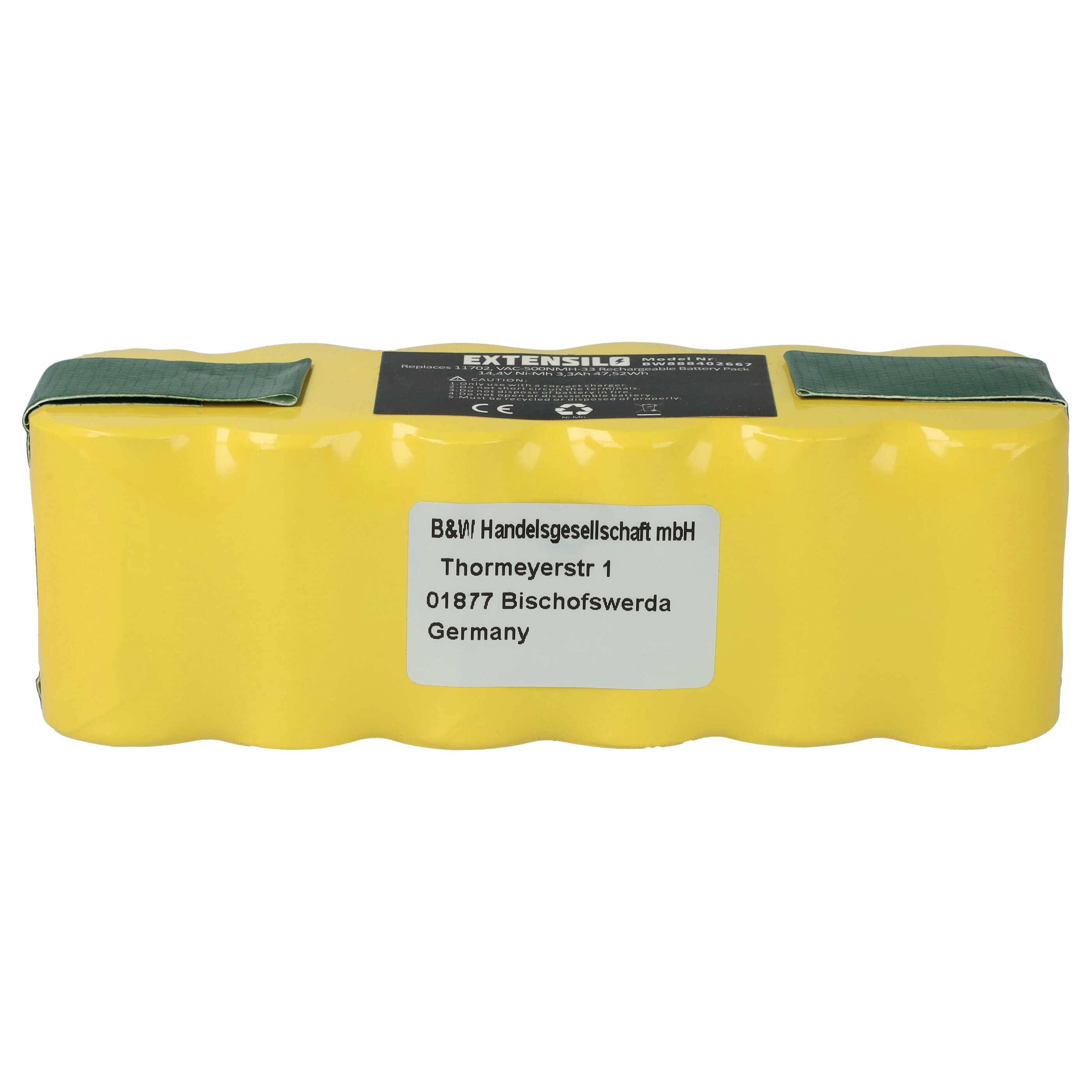 EXTENSILO Akku Ersatz für VAC-500NMH-33 für Saugroboter (3300 mAh, 14,4 V, NiMH)-1