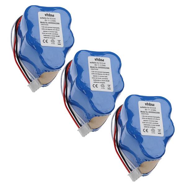 vhbw 3x Akku kompatibel mit Ecovacs Deebot D73 | D715, D780, D76, D720, D73n, D730, D77, D760, D79 Staubsauger (2500 mAh