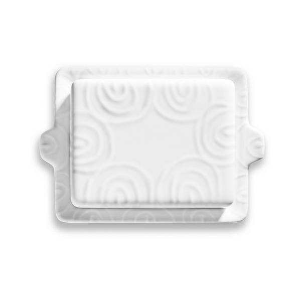 Gmundner Keramik Butterdose weiss, Geflammt, 250g, 0107DBGL21