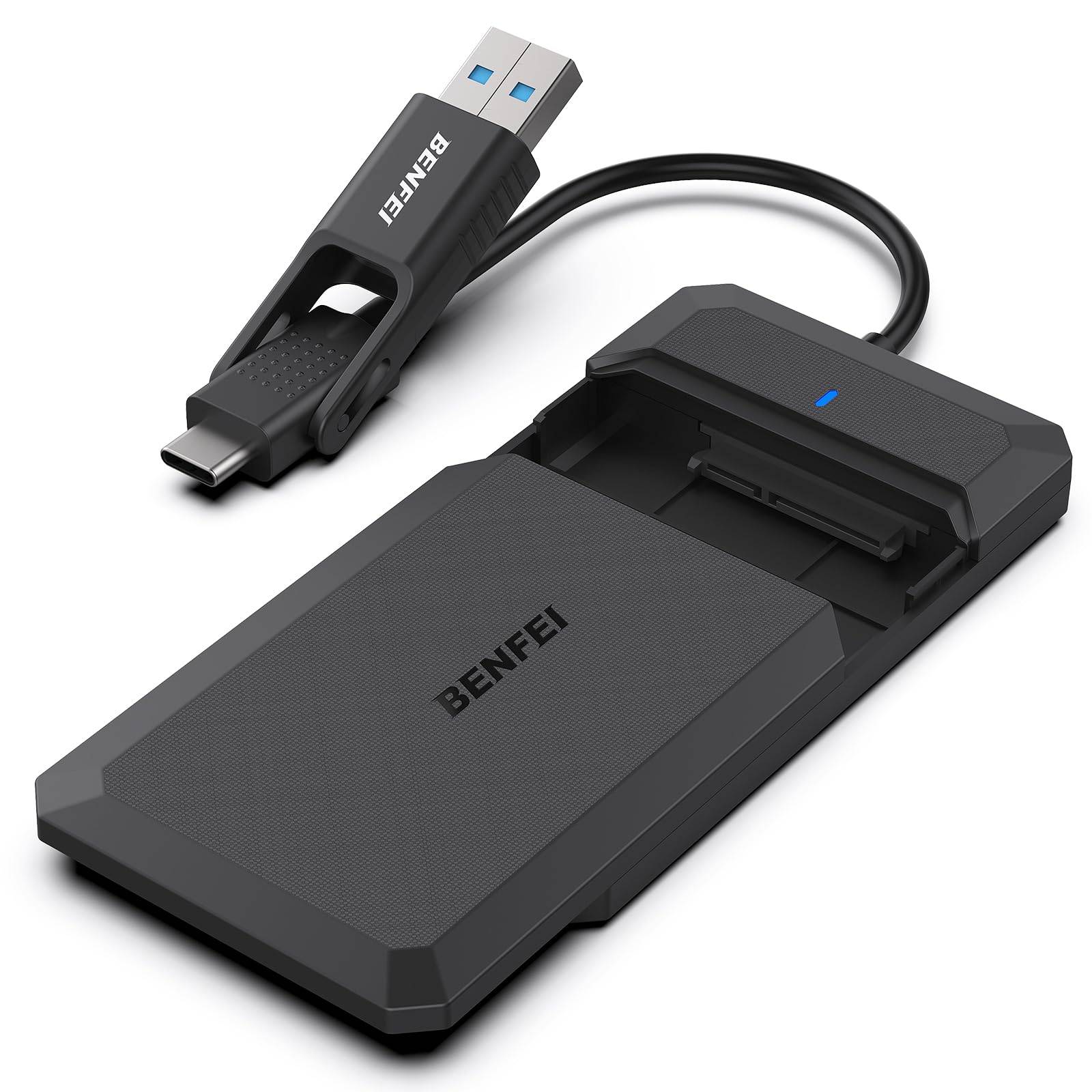 BENFEI 2.5 Inch SATA to USB Tool Free External Hard Drive Enclosure, USB Type-C/Type-A to Sata-0