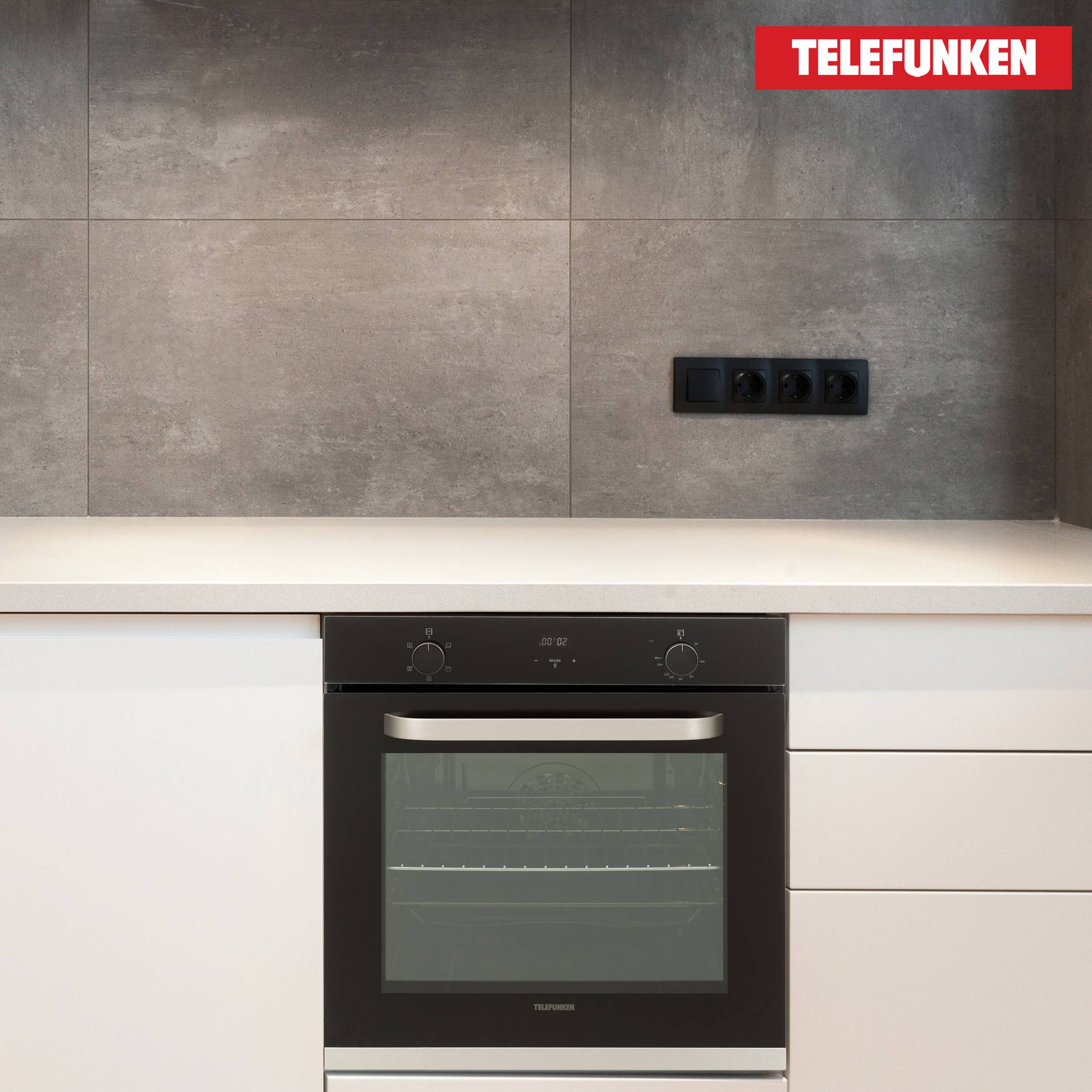 Telefunken Backofen Einbaugerät | Einbaubackofen ohne Kochfeld | Ofen autark mit 73 Liter Volumen | 60 cm | B-OV-75-A-I-2