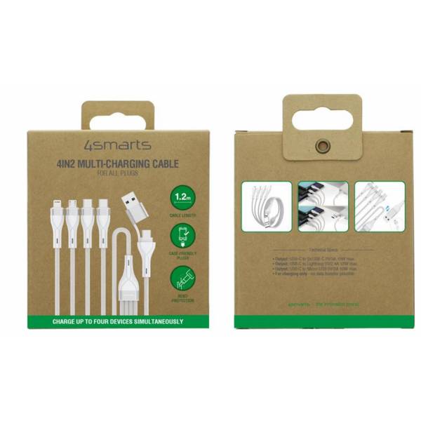 4smarts 541024, 1,2 m, USB A/USB C, USB C/Micro USB-A/Lightning, Weiß