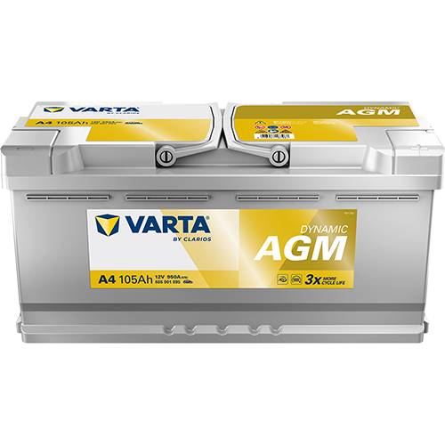VARTA A4 Silver Dynamic AGM 12V 105Ah 950A Autobatterie Start-Stop 605 901 095-0