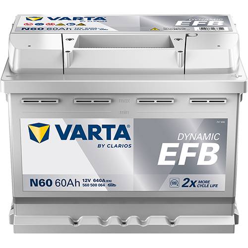 VARTA N60 Blue Dynamic EFB 12V 60Ah 640A Autobatterie Start-Stop 560 500 064-0