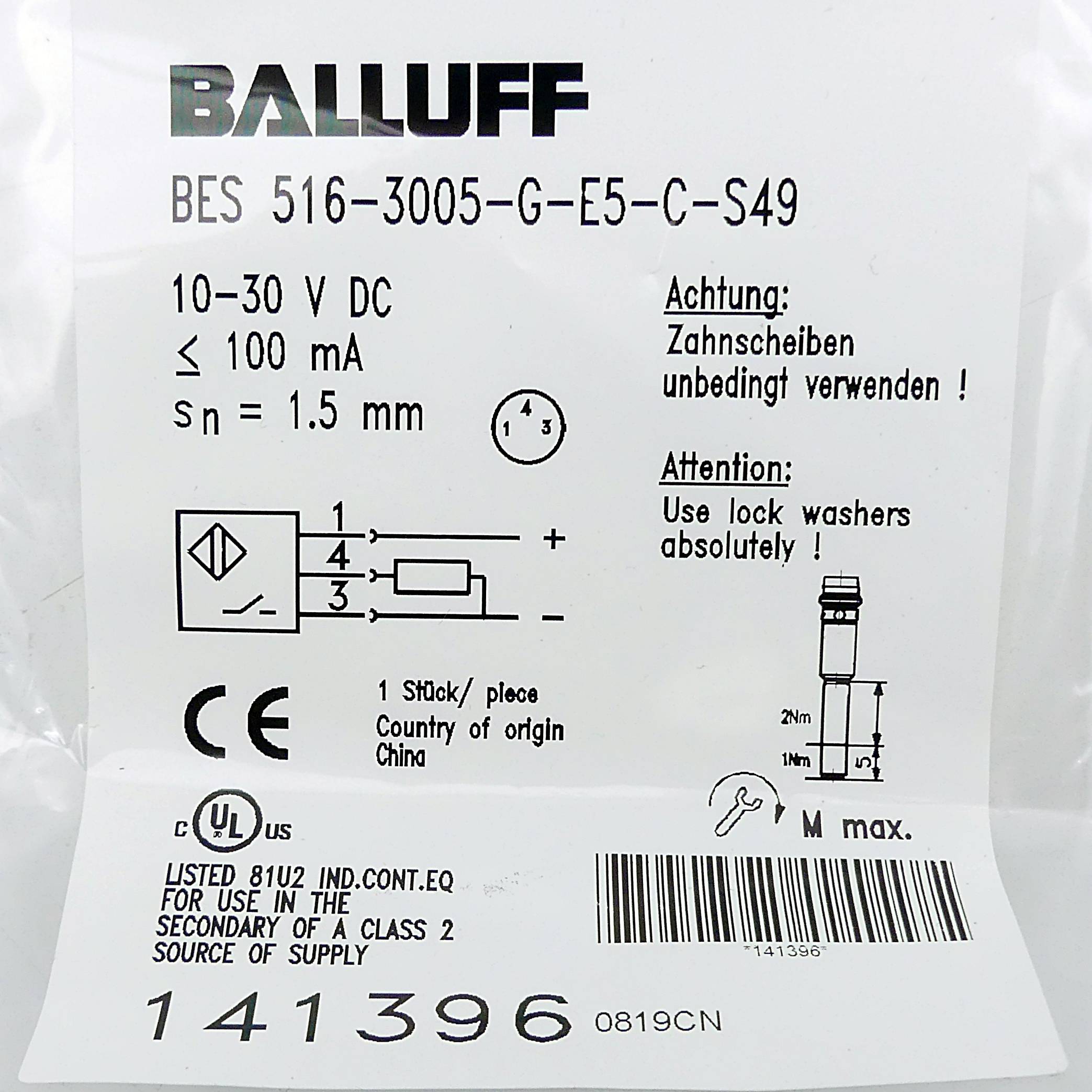 BALLUFF Induktiver Sensor BES00HF (BES 516-3005-G-E5-C-S49)-1