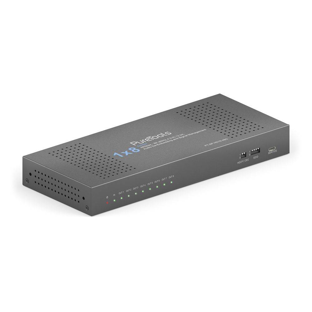 1x8 HDMI 2.1 Splitter - 48Gbps mit Scaler und Audio De-Embedding-0