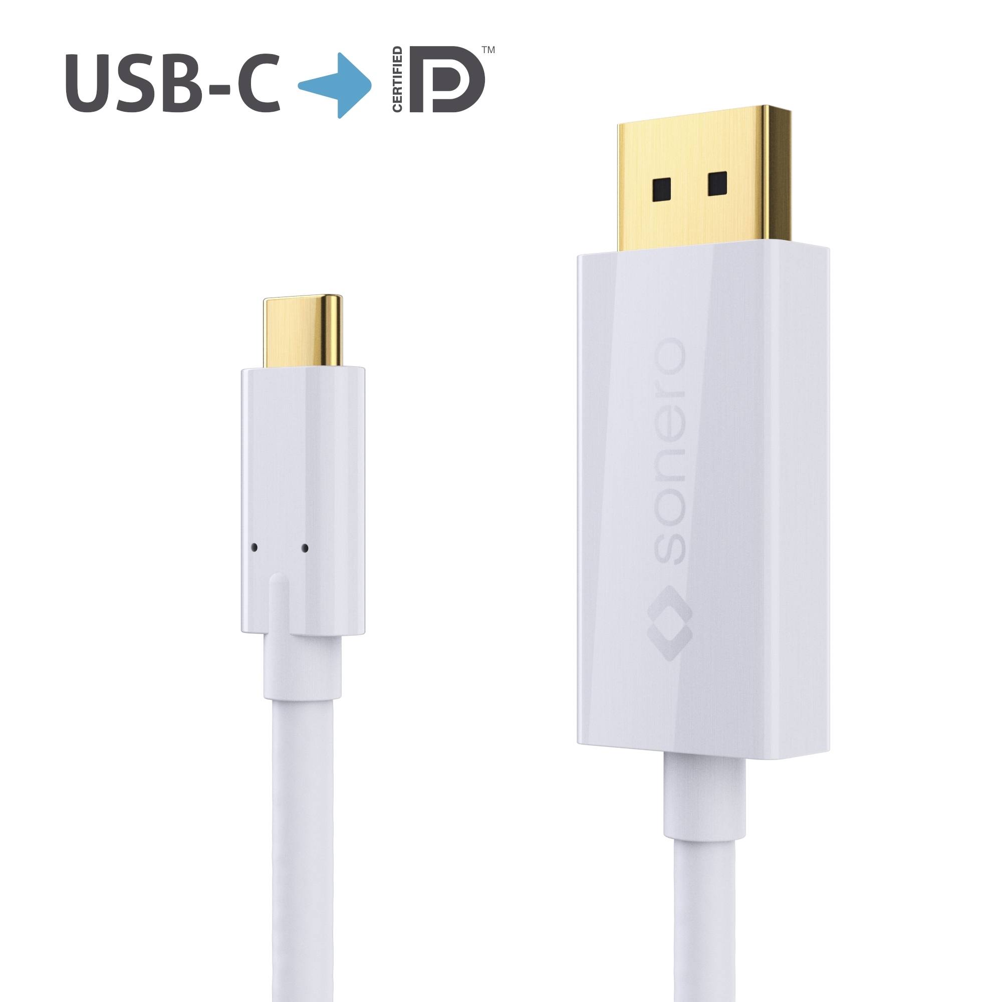 sonero USB-C auf DP Kabel - 2,00m - weiß-0