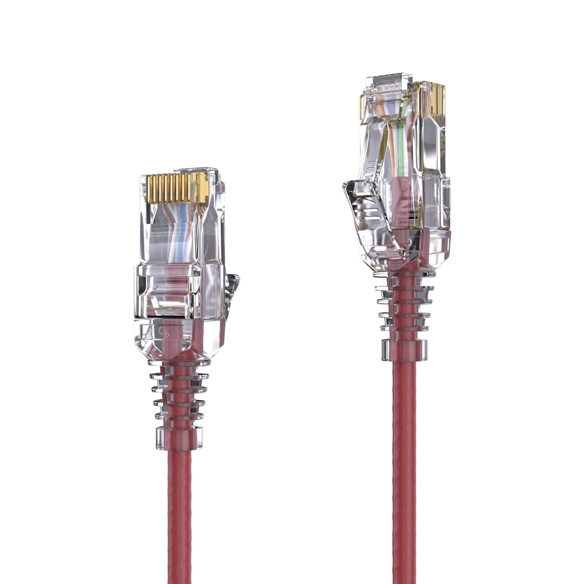 Premium Slim Cat.6 Patchkabel, RJ45, UTP, LSZH - 0.25m, rot-0