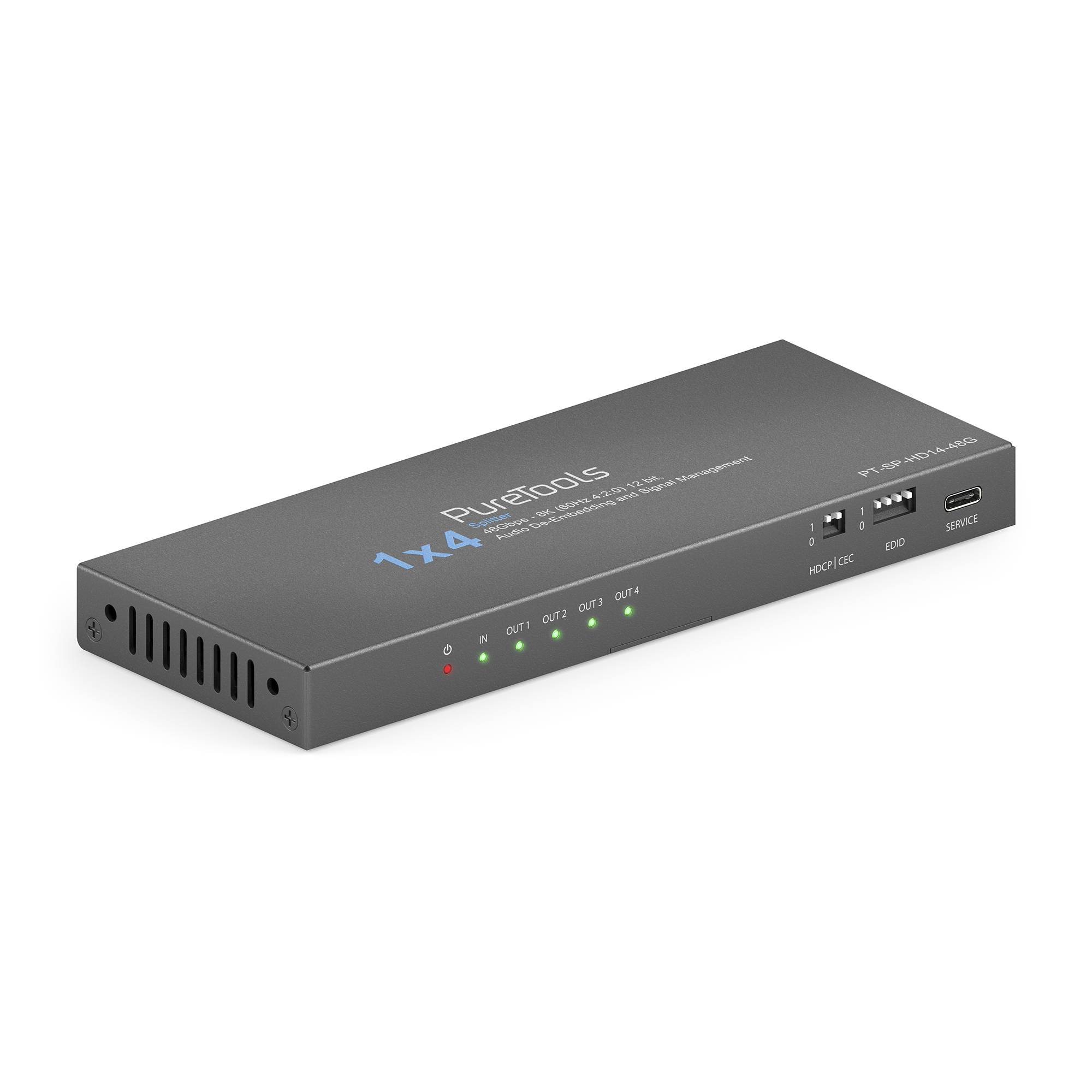 1x4 HDMI 2.1 Splitter - 48Gbps mit Scaler und Audio De-Embedding-0