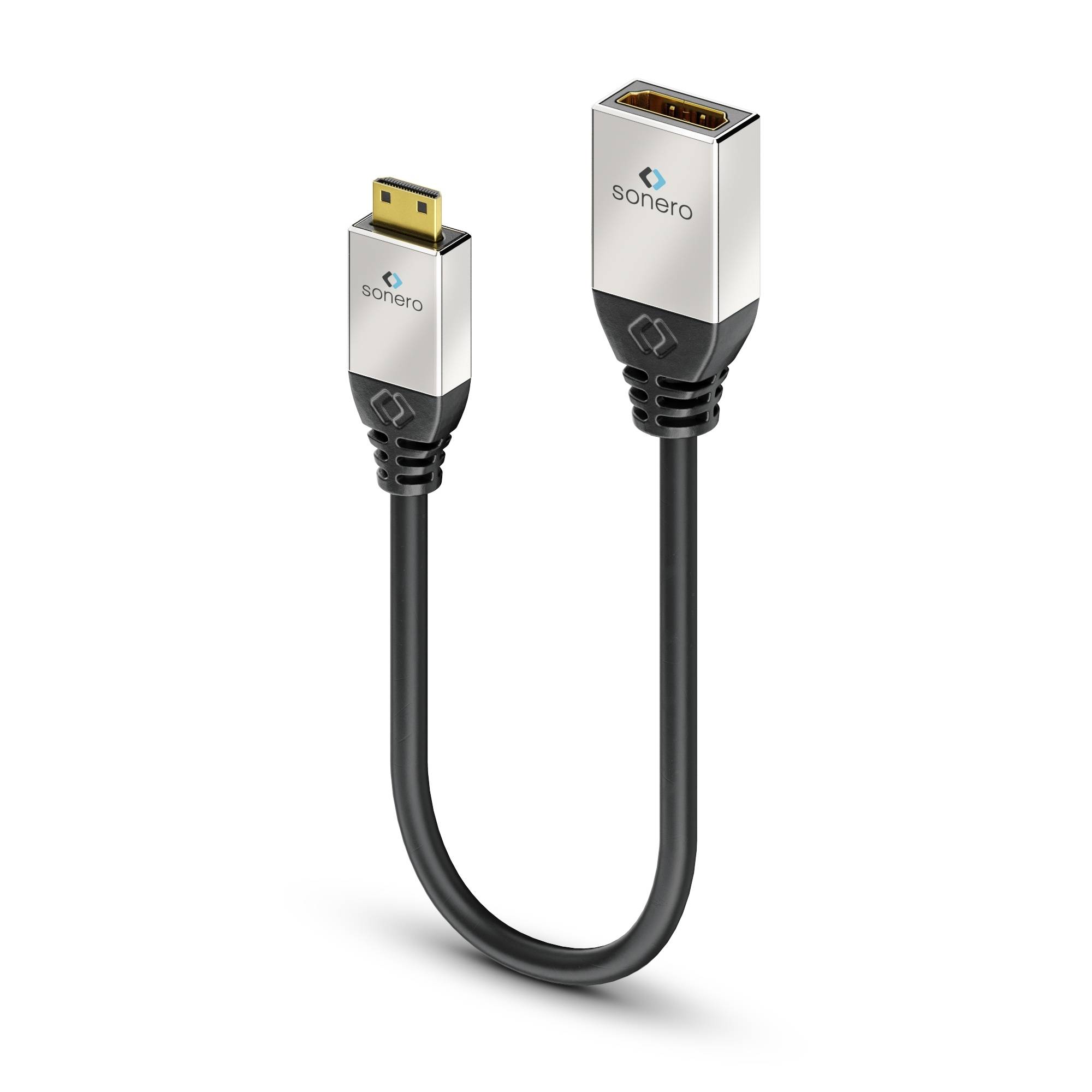 4K High Speed Mini HDMI Portsaver Adapter mit Ethernet Kanal, 0,25m-0
