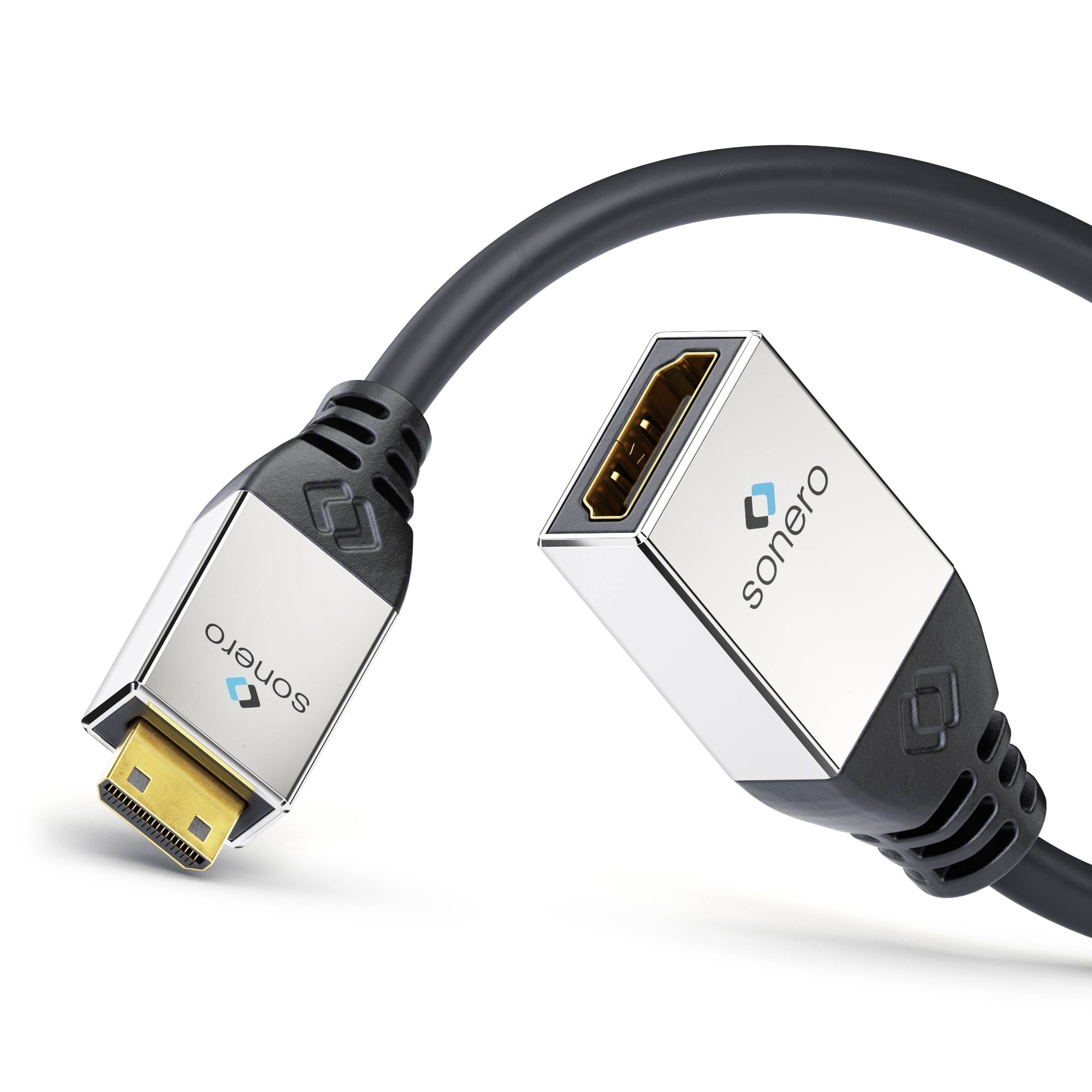 4K High Speed Mini HDMI Portsaver Adapter mit Ethernet Kanal, 0,25m-1