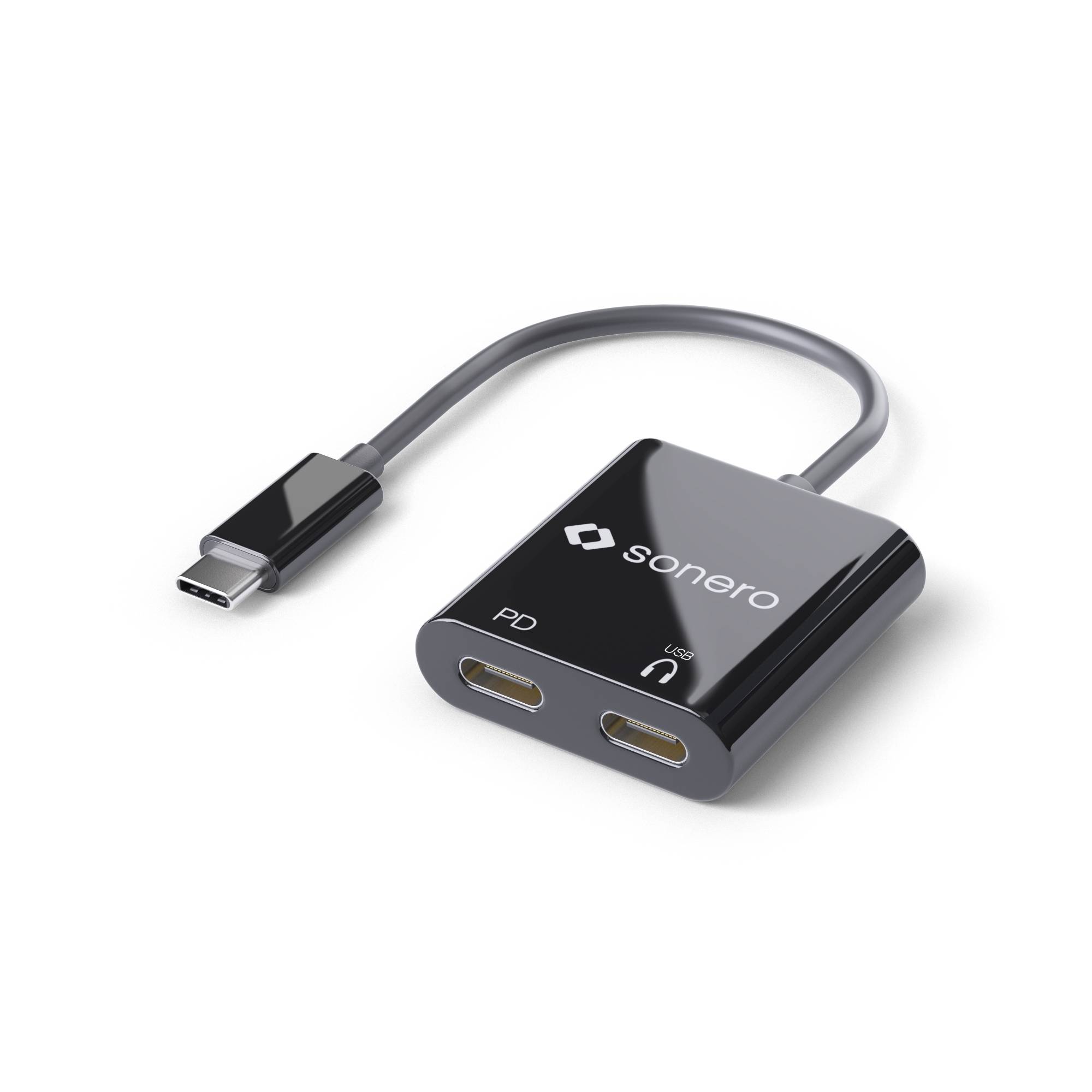 USB-C-Stecker auf 2x USB-C-Buchse (PD + Audio-I/O) Adapter - --0