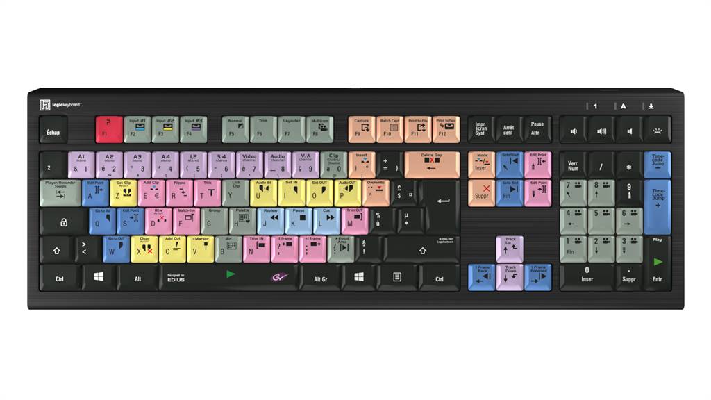 Logickeyboard LKB-EDIUS-A2PC-FR, Volle Größe (100%), Kabelgebunden, USB, Scherenschalter, AZERTY, Schwarz-0