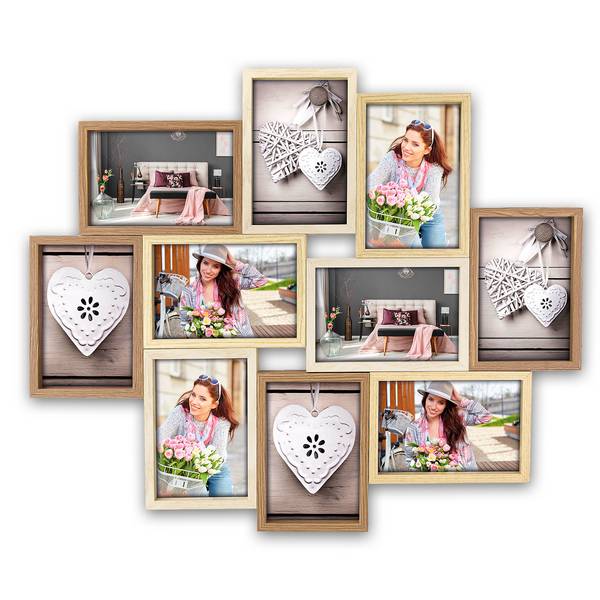 Zep TY091, Multi-Bilderrahmen, MDF-Platten, Holz, Beige, Braun, Weiß, Wand, 10 x 15 cm, Rechteckig