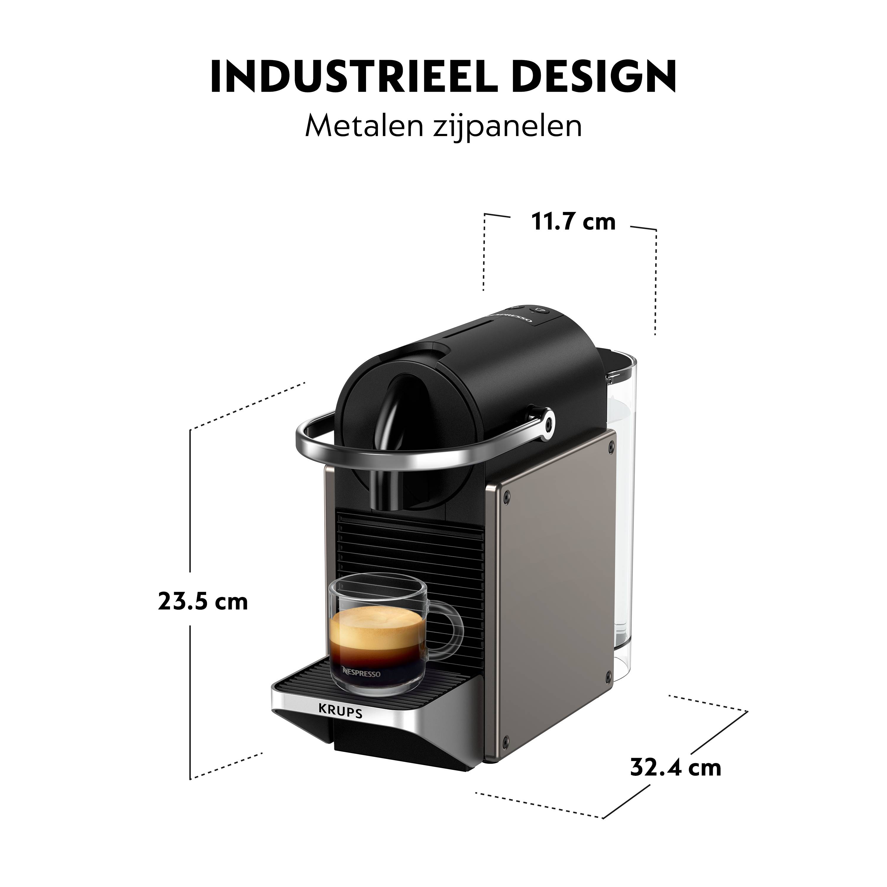 Krups Pixie XN306T10, Pad-Kaffeemaschine, 0,7 l, Kaffeekapsel, 1260 W, Schwarz, Titan-3