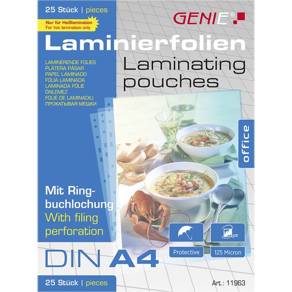 Genie 11963, Transparent, Glänzend, A4, Pack, 338 mm, 303 mm