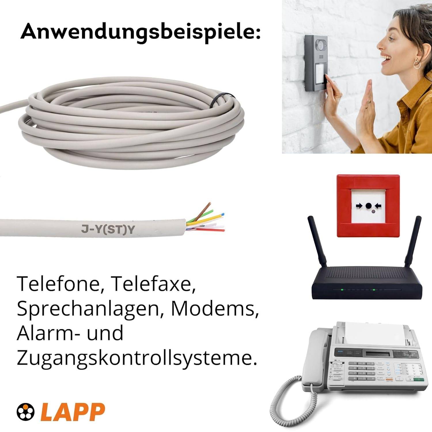 Lapp 10 Meter 1591301 Telefonkabel 2x2x0,6 mm J-Y(ST) Y Telefonleitung 2x2x0,6 geschirmt I Fernmeldeleitung I Klingellei-1