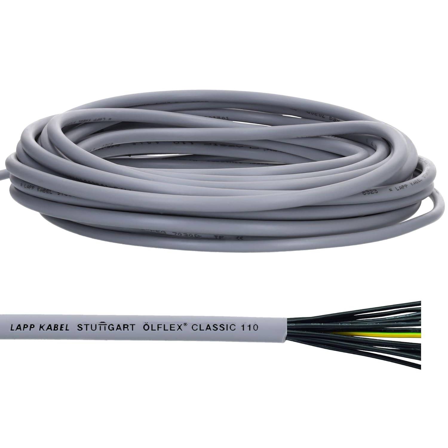 10 Meter Lapp 1119304 Ölflex Classic 110 PVC-Steuerleitung 4x1,5 mm² mit grün-gelben Schutzleiter 4G1,5 mm² I Steuerkabe-0