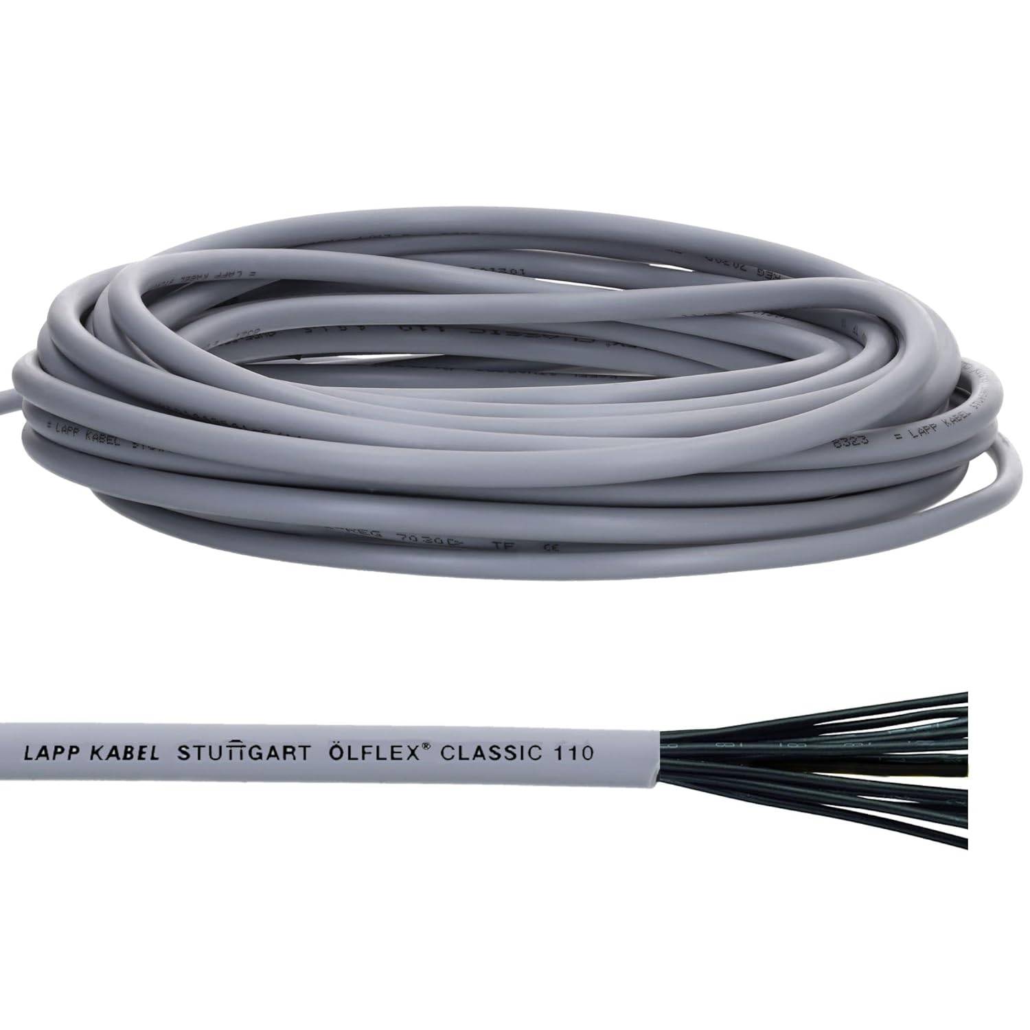 10 Meter Lapp 1119804 Ölflex Classic 110 PVC-Steuerleitung 4x0,75 mm² ohne grün-gelben Schutzleiter I Steuerkabel 4 adri-0
