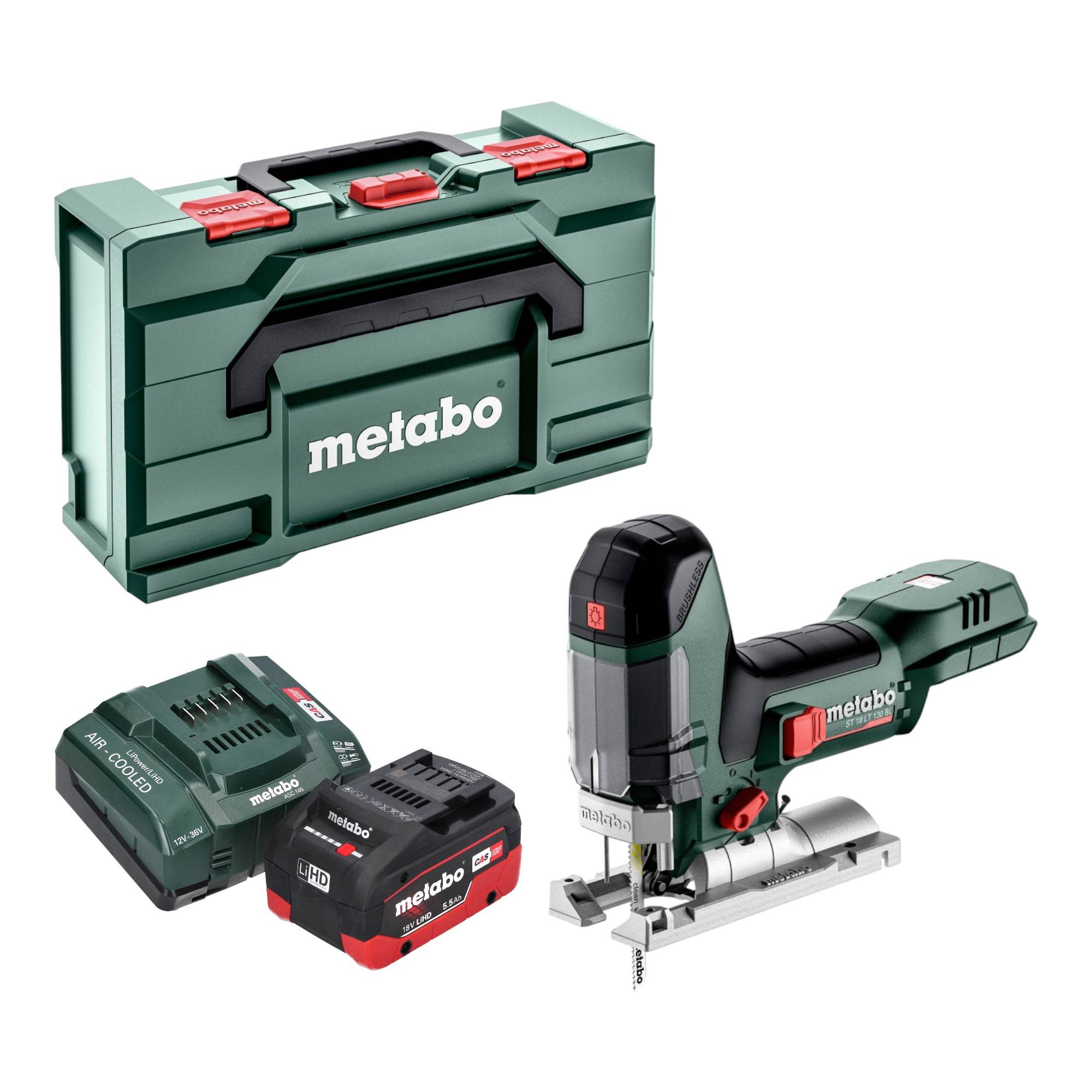 Metabo ST 18 LT 130 BL Akku Stichsäge 18 V 130 mm Brushless + 1x LiHD Akku 5,5 Ah + Ladegerät + Metabox-0