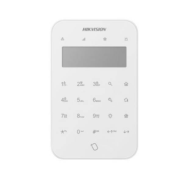 Hikvision DS-PK1-LT-WE AX PRO Tastatur – Drahtlose LCD-Tastatur zum Scharfschalten, Unscharfschalten und Alarmsteuerung
