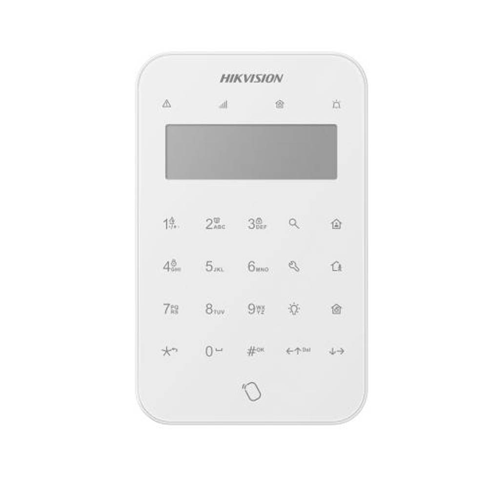 Hikvision DS-PK1-LT-WE AX PRO Tastatur – Drahtlose LCD-Tastatur zum Scharfschalten, Unscharfschalten und Alarmsteuerung-0