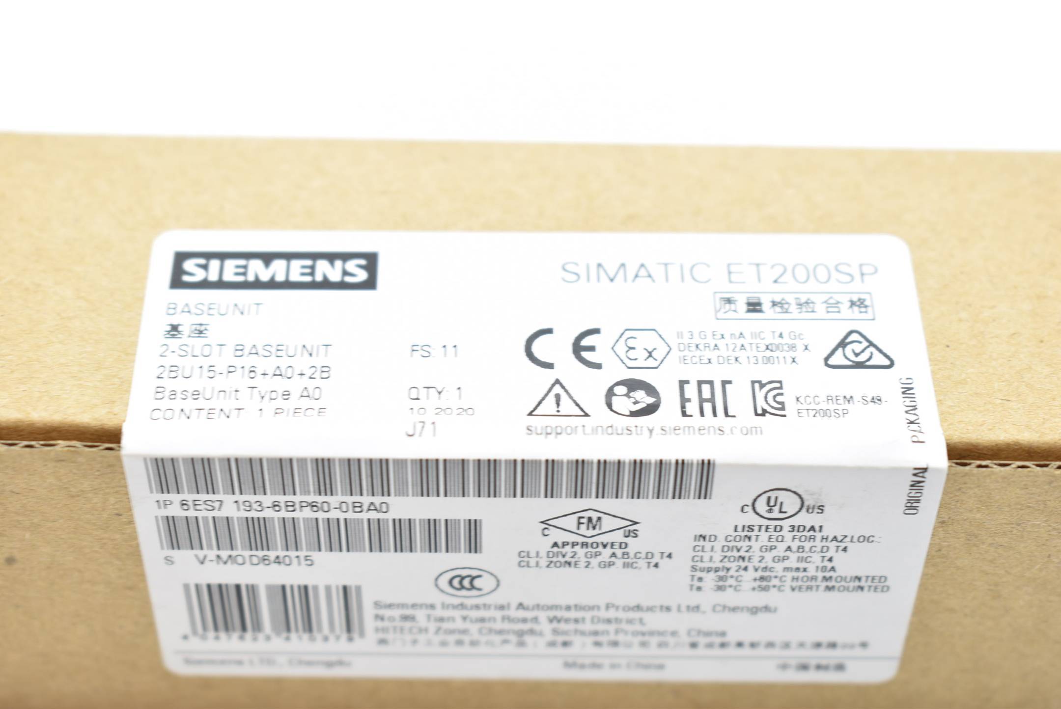 Siemens Indus.Sector Baseunit 2BU15-P16+A0+2B 6ES7193-6BP60-0BA0-2