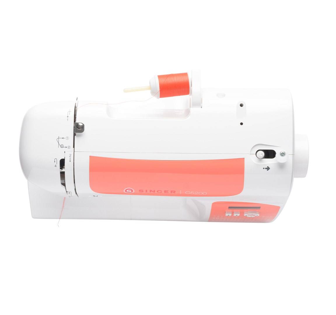 Singer Freiarmnähmaschine C5205 LED-Licht, mit Display, mit Anschiebetisch Weiß, Rot-5