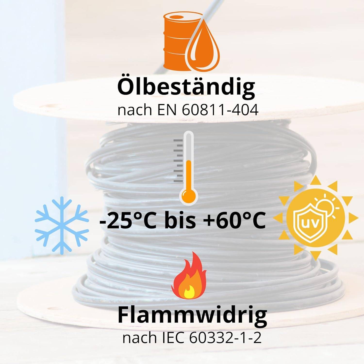 10 Meter Lapp 16001293 H07RN-F 5x2,5 mm² Gummileitung flexibel mit Schutzleiter I UV-resistentes Kabel für Außenbereich-4