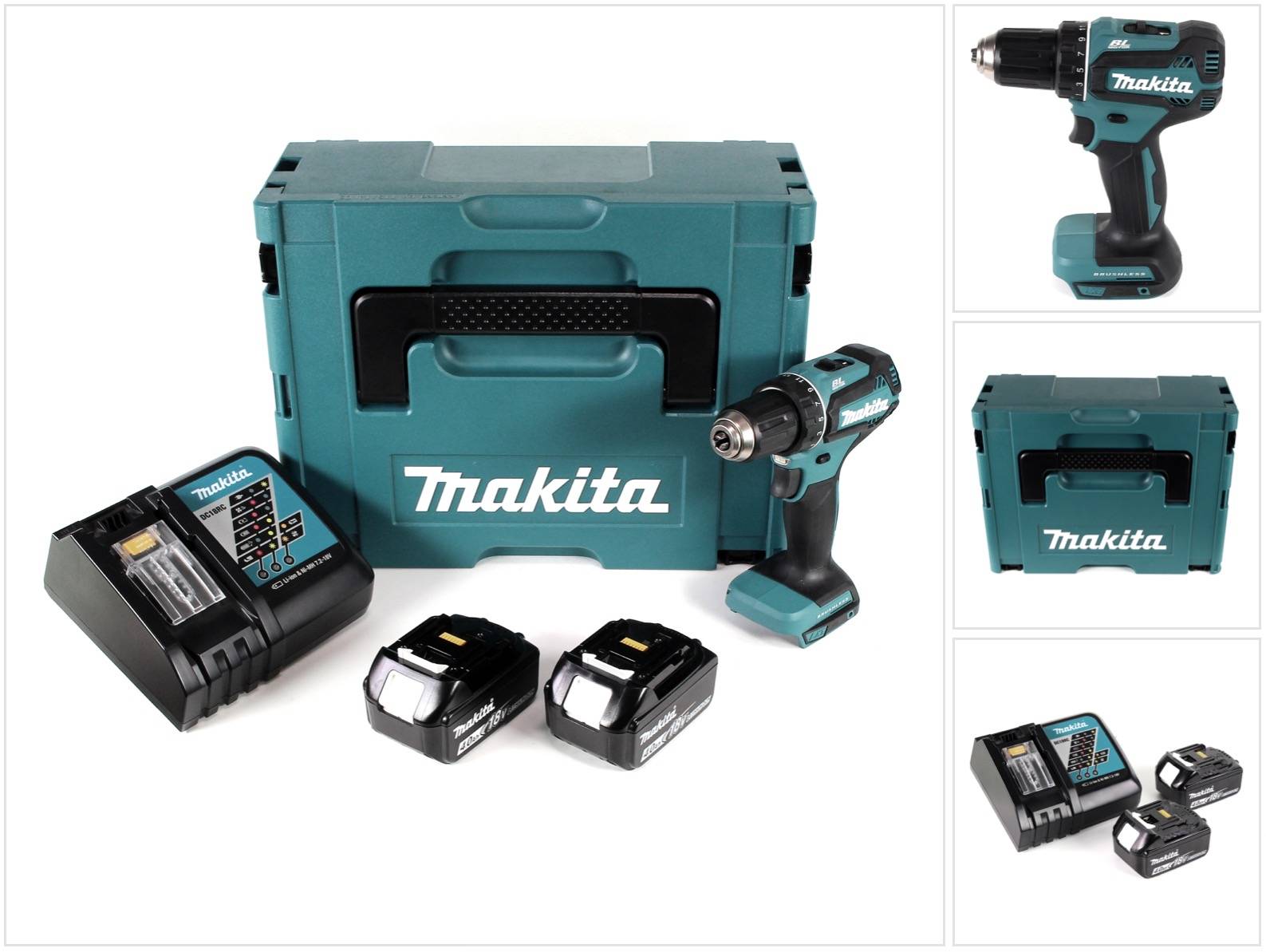 Makita DDF 485 RFJ Akku Bohrschrauber 18V 50Nm im Makpac + 2x 3,0 Ah Akku + Ladegerät-0