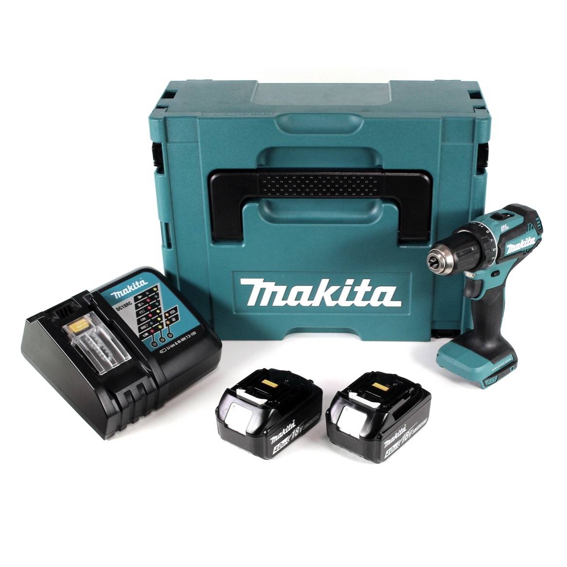 Makita DDF 485 RFJ Akku Bohrschrauber 18V 50Nm im Makpac + 2x 3,0 Ah Akku + Ladegerät-1