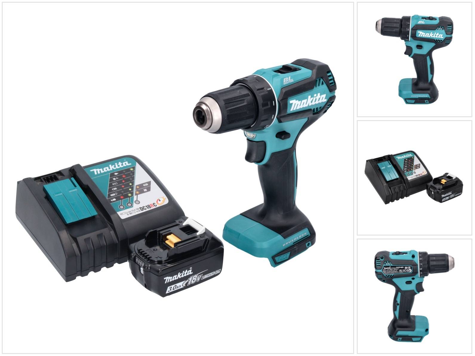 Makita DDF 485 RF1 Akku Bohrschrauber 18 V 50 Nm Brushless + 1x Akku 3,0 Ah + Ladegerät-0