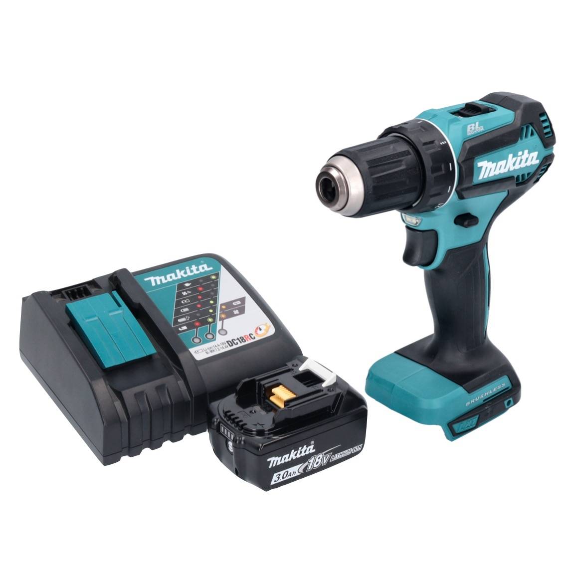 Makita DDF 485 RF1 Akku Bohrschrauber 18 V 50 Nm Brushless + 1x Akku 3,0 Ah + Ladegerät-1