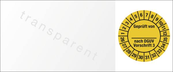 Kabelprüfplakette Geprüft...DGUV Vorschr. 3, 2026-2035, Folie, 60x25mm, 10St./Bo.