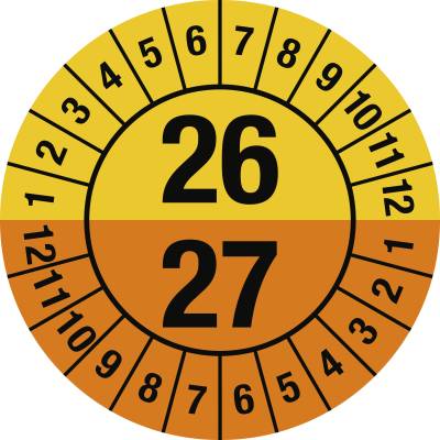 Prüfplakette 2026 - 2027 mit Monaten, Dokumentenfolie, Ø 30 mm, 10 Stück/Bogen-0