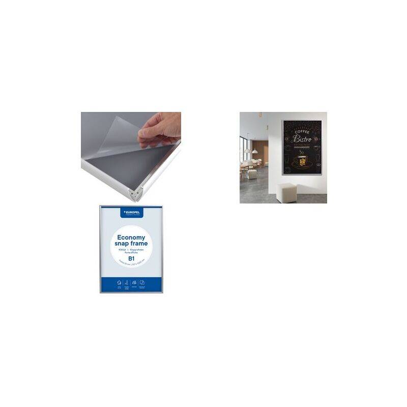 EUROPEL Plakatrahmen Economy, DIN B2, 25 mm, silber eloxiert-0
