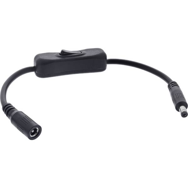 InLine® DC Kabel mit Schalter, 5,5 x 2,1 mm, AWG 18, schwarz, 0,20 m