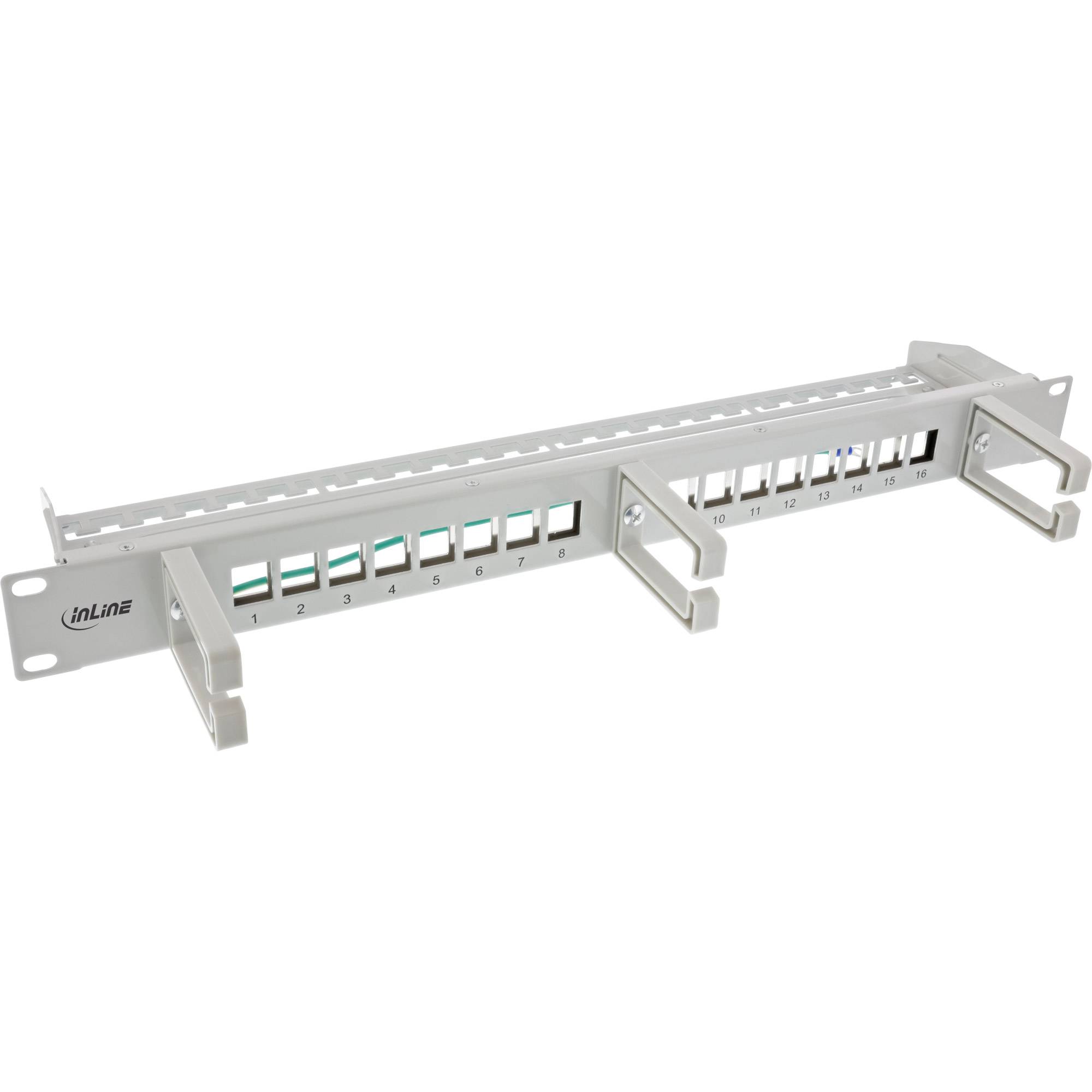 INLINE - Patchfeld 16-fach - Keystone Leerblech mit 3 Bügeln - 19"" - 1HE - grau-1