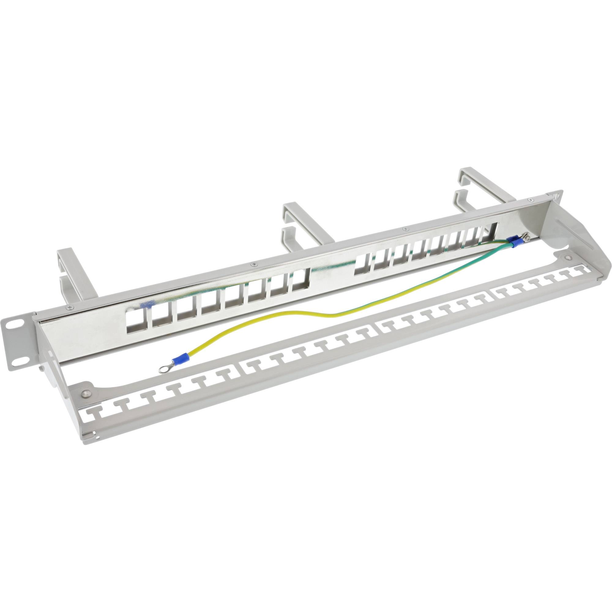 INLINE - Patchfeld Cat.6A 16-fach - mit 3 Bügeln - 16 Keystones - 19"" - 1HE - grau-1