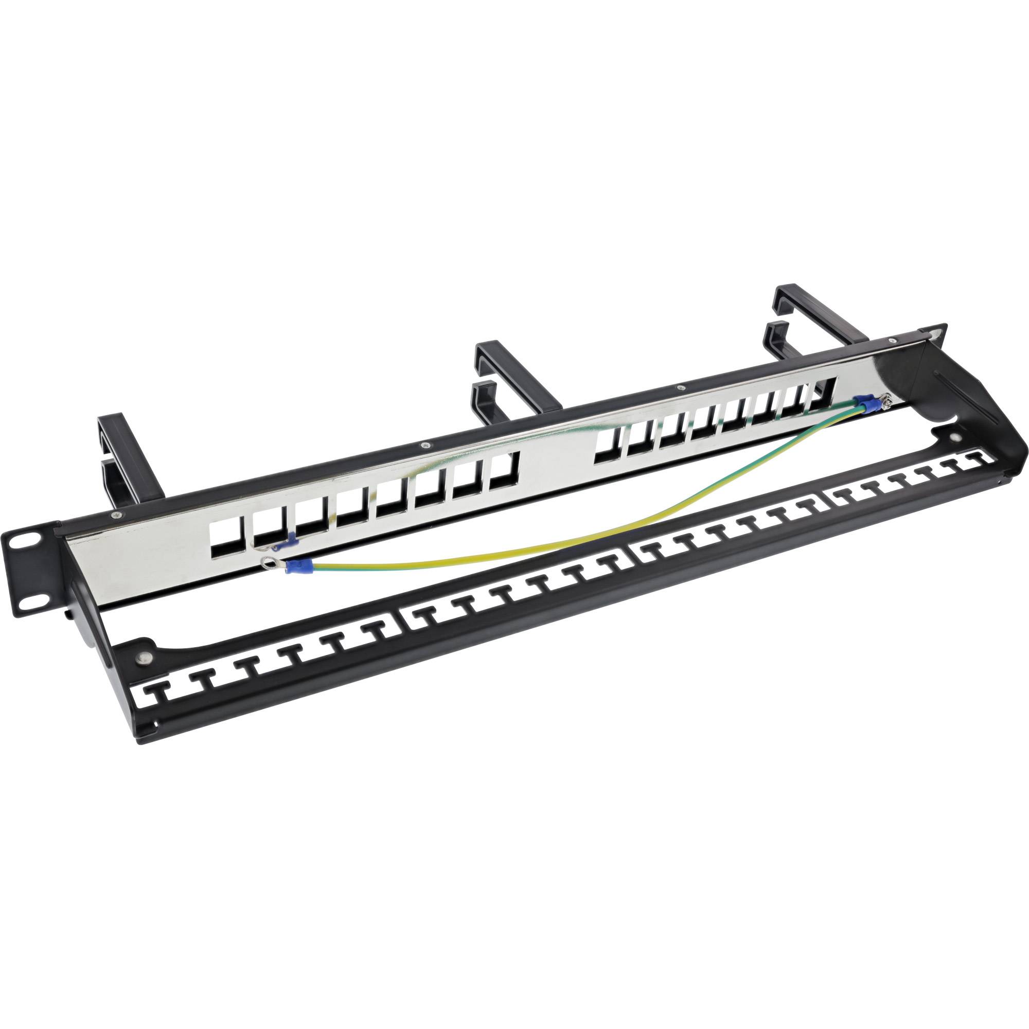 InLine® Patchfeld Cat.6A 16-fach, mit 3 Bügeln, 16 Keystones, 19", 1HE, schwarz-1