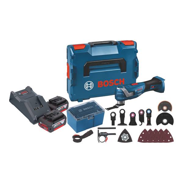 Bosch GOP 18V-34 Professional Akku Multi Cutter 18 V Starlock Plus + 2x Akku 4,0 Ah + Ladegerät + 17 tlg.